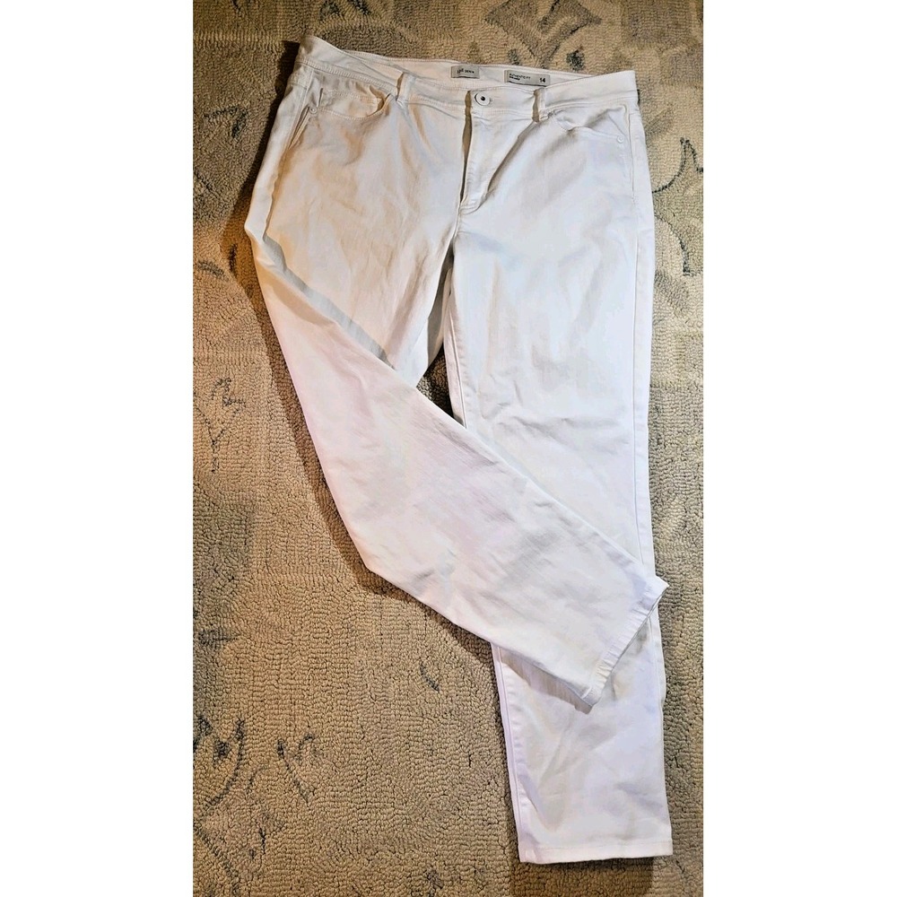 J Jill Womens White Slim Ankle Jeans 14 Authentic Fit Stretch Denim Pants